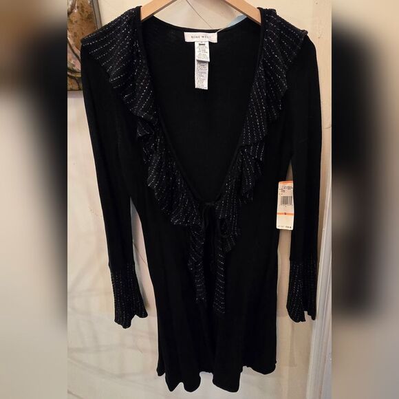 Nine West Jackets & Blazers - NWT Nine West Black Ruffled Cardigan S